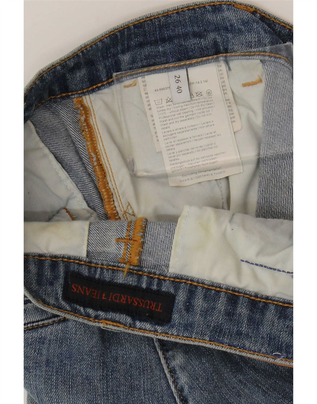 Vaqueros Trussardi Mujer Desgastados Slim W26 L31 Poliéster Azul