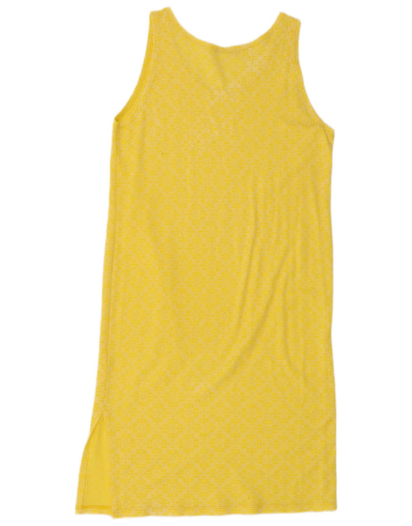 Marella Vestido Camiseta Sin Mangas para Mujer UK 44 Algodón Paisley Amarillo Medio