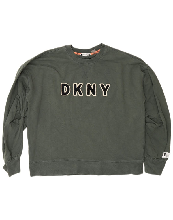 Dkny Sudadera con estampado gráfico para mujer, corte relajado, UK 44, algodón verde medio