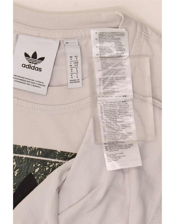 Adidas - Camiseta gráfica para hombre, talla pequeña, algodón blanco