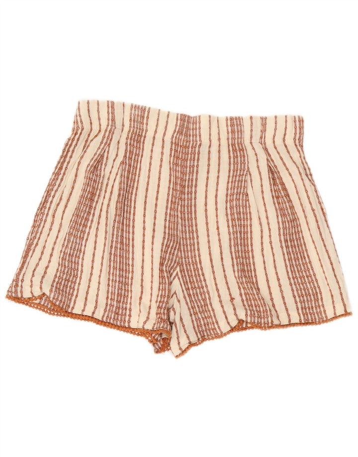 Marks & Spencer Pantalones cortos para mujer UK 12 Medium W32 Viscosa a rayas blancas
