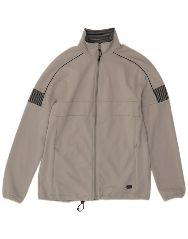ASICS Womens Tracksuit Top Jacket UK 14 Medium Grey Polyamide