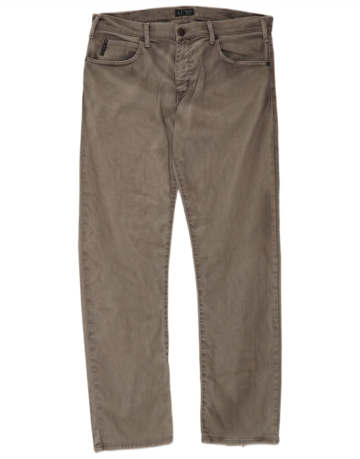 Vaqueros Armani Hombre Rectos W36 L35 Algodón Gris