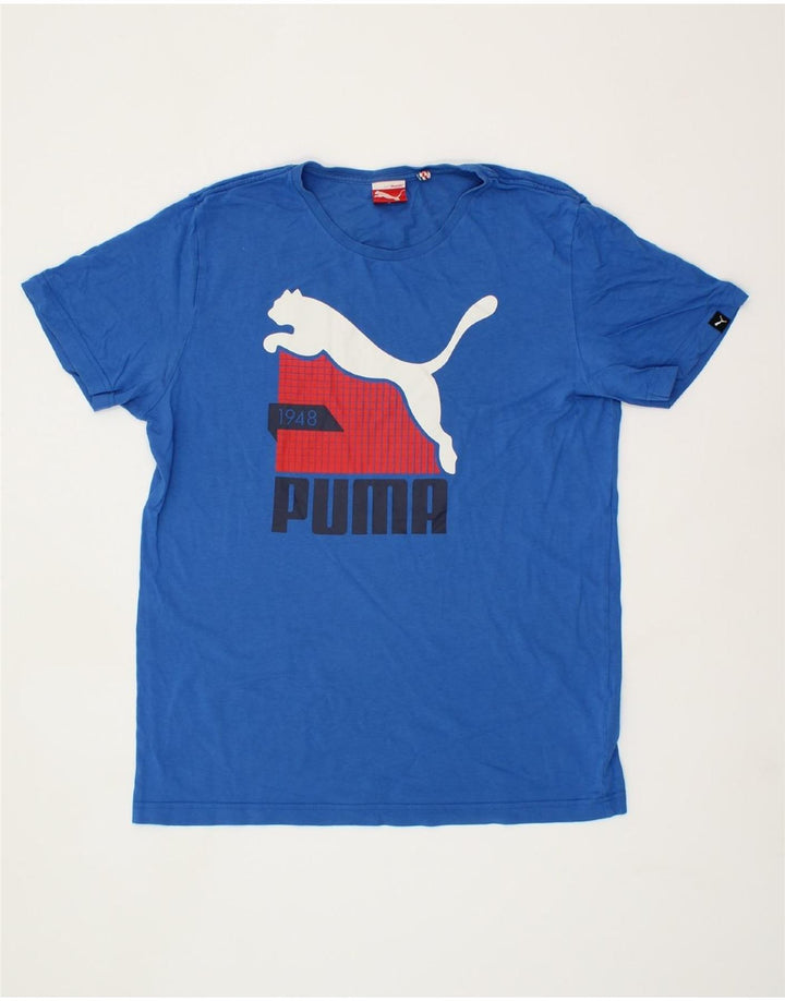 PUMA Mens Graphic T-Shirt Top Medium Blue Cotton Vintage Puma and Second-Hand Puma from Messina Hembry 