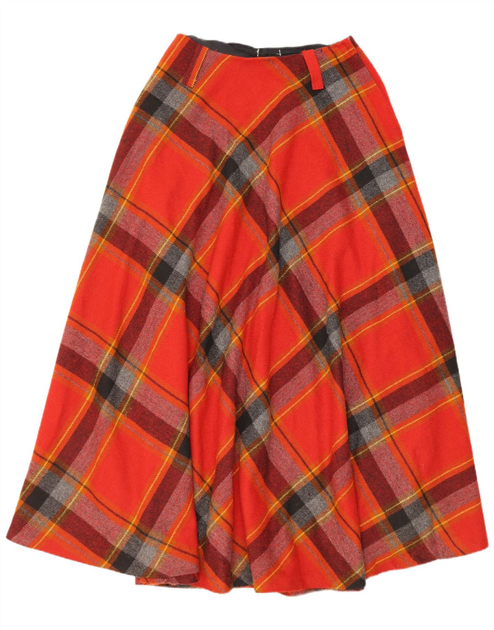 Falda acampanada vintage para mujer W28 cuadros rojos medianos