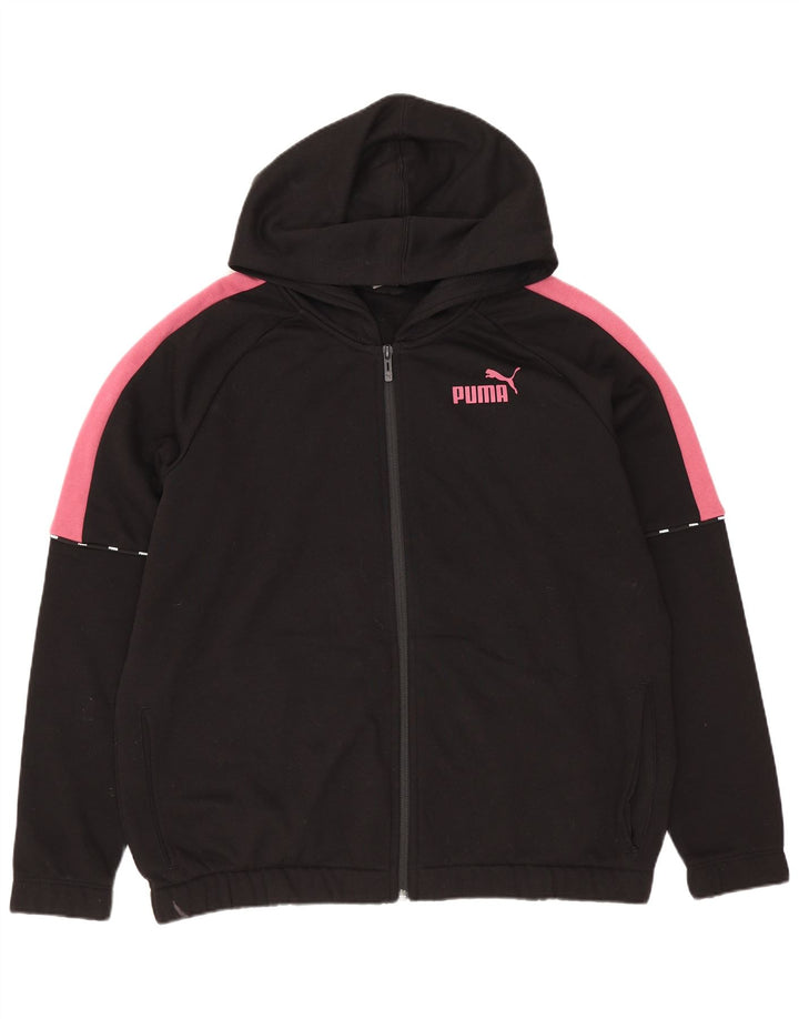 Puma Sudadera con capucha y cremallera para mujer UK 44 Mediana Negro Colorblock Algodón