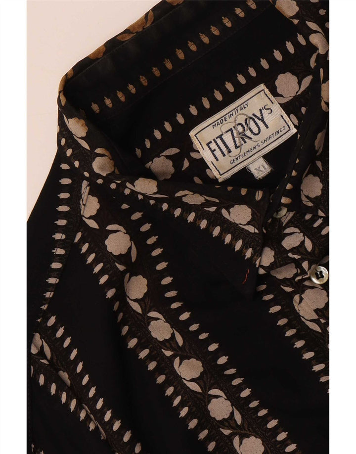 Camisa Vintage Hombre XL Negro Floral