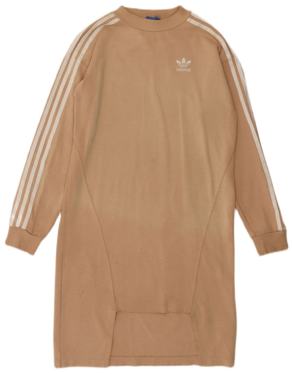 ADIDAS Vestido tipo sudadera de manga larga para mujer UK 6 XS Algodón beige