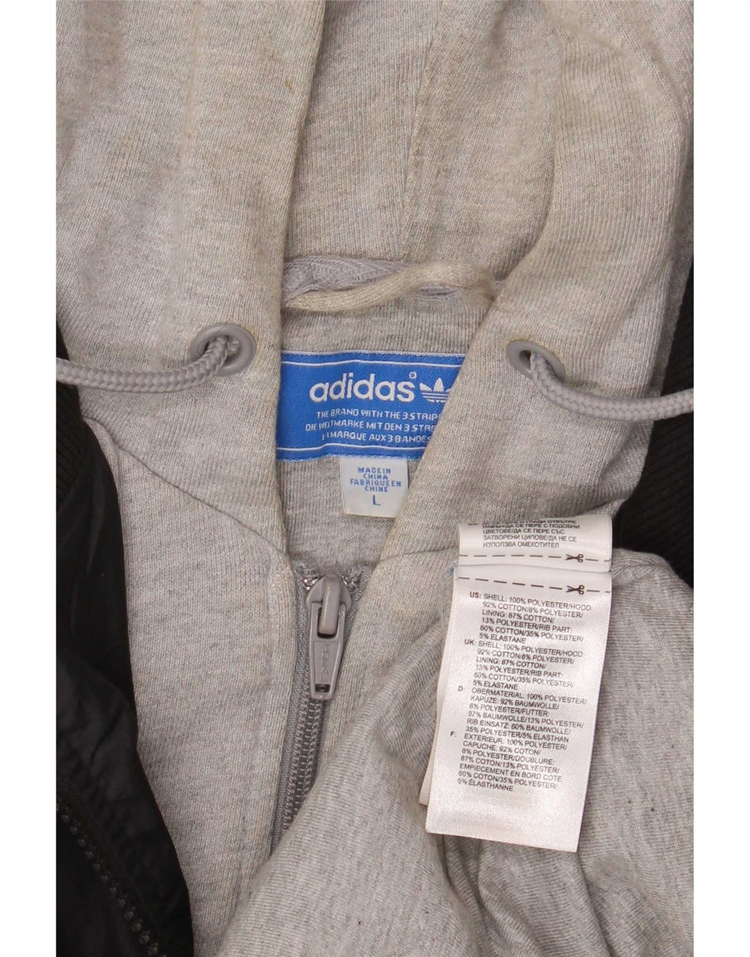 Adidas Chaqueta bomber con capucha para hombre Reino Unido 40 Grande Negro Colorblock Poliéster