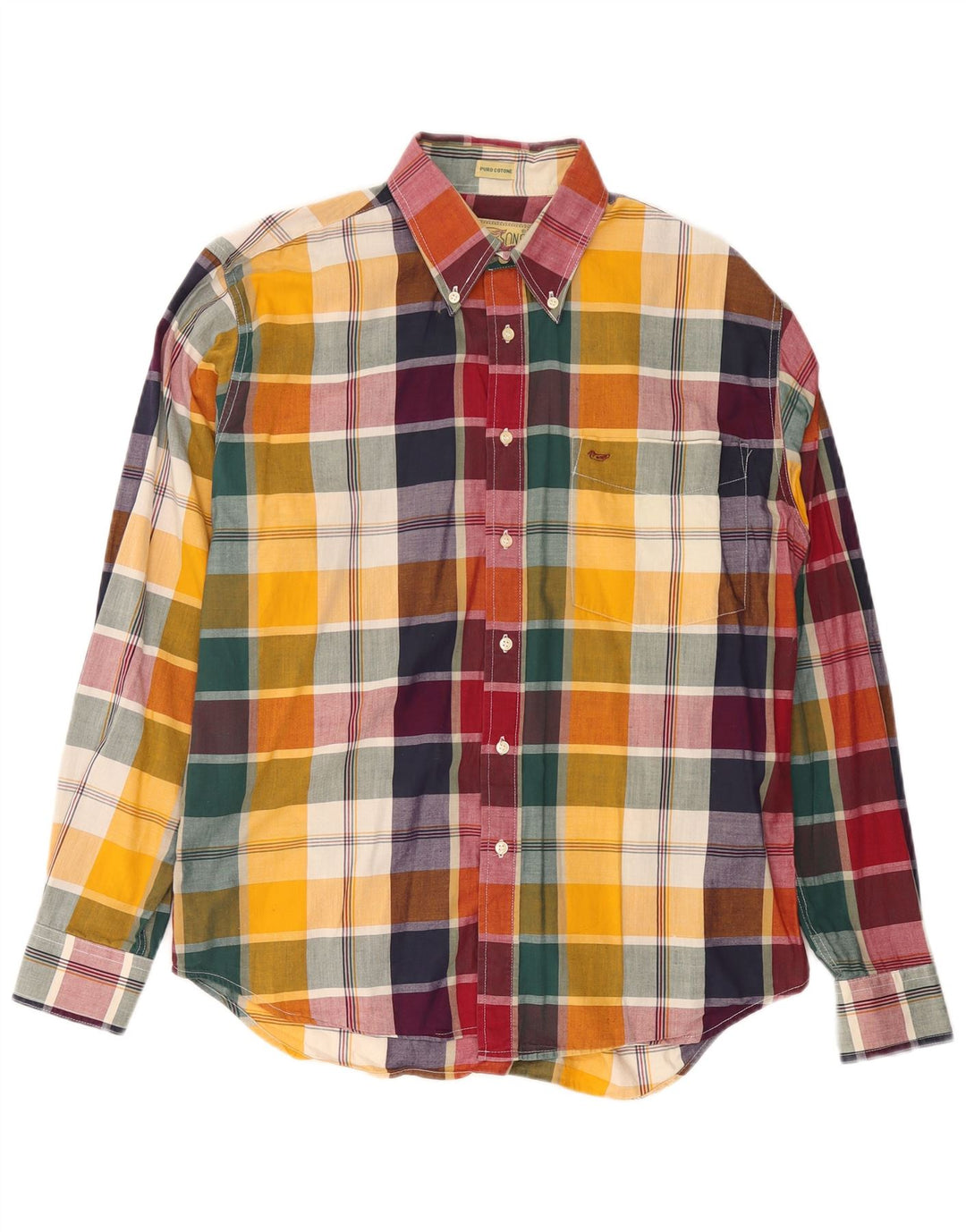 Alley & Sons Camisa A Cuadros Para Hombre Algodón A Cuadros Multicolor Mediano