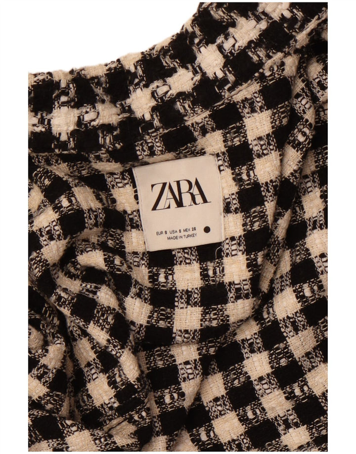ZARA Camisa sobrecamisa extragrande para mujer UK 10 Small Black Houndstooth