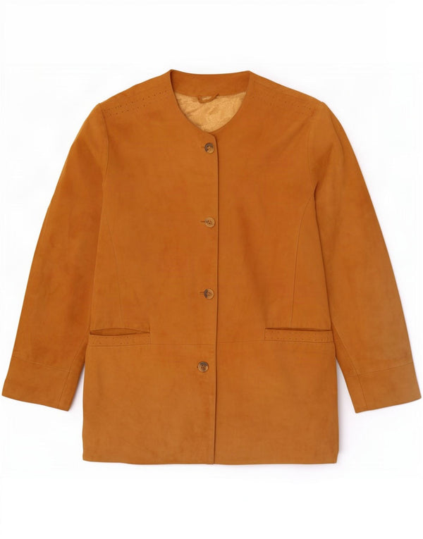 Canda Chaqueta Blazer de Ante con 4 Botones para Mujer UK 44 Grande Cuero Beige