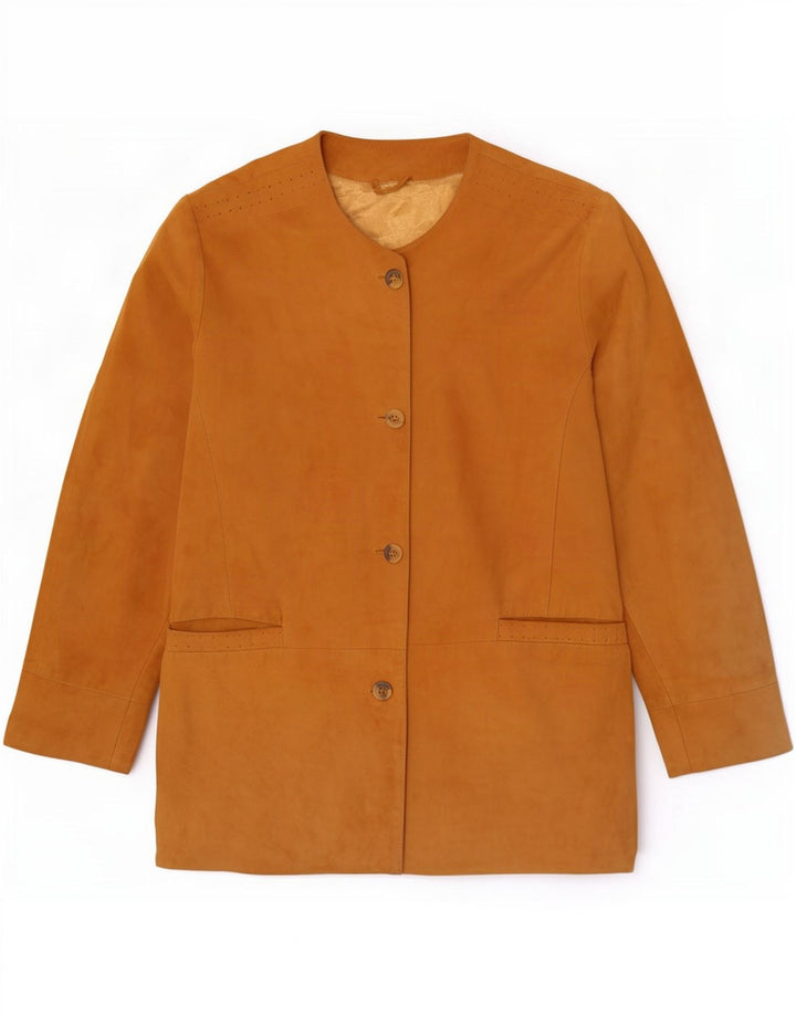 Canda Chaqueta Blazer de Ante con 4 Botones para Mujer UK 44 Grande Cuero Beige