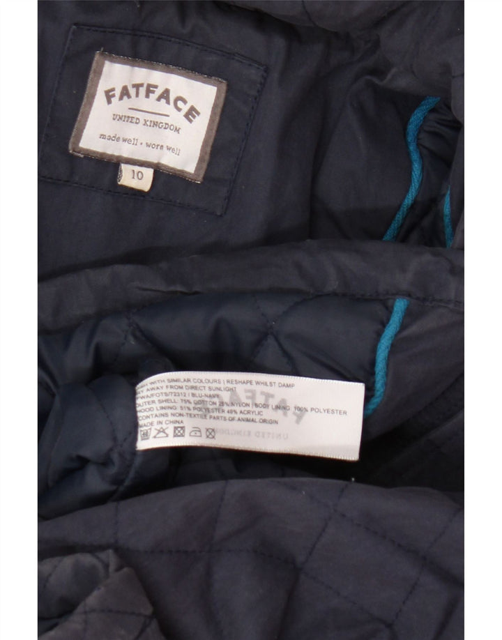 Chaqueta acolchada con capucha para mujer Fat Face UK 10 Small Azul marino Algodón
