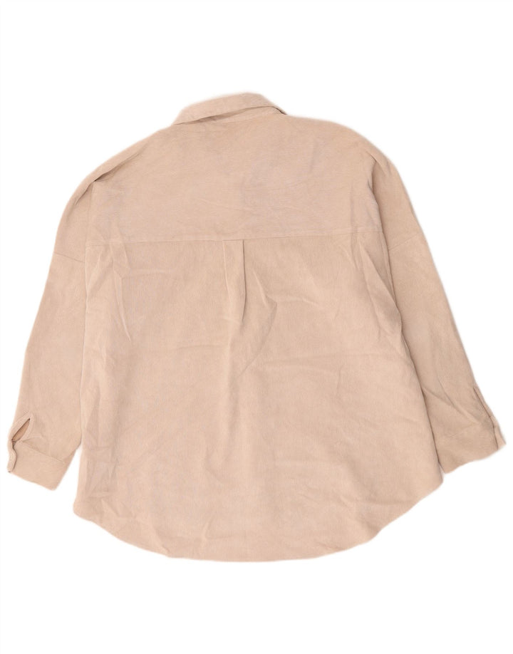Zara Mujer Camisa Oversize ES 40 XL Poliéster Beige