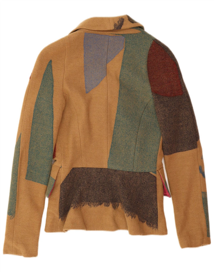 Desigual Chaqueta Blazer con Gráfico de 3 Botones para Mujer UK 8 Small Beige Patchwork