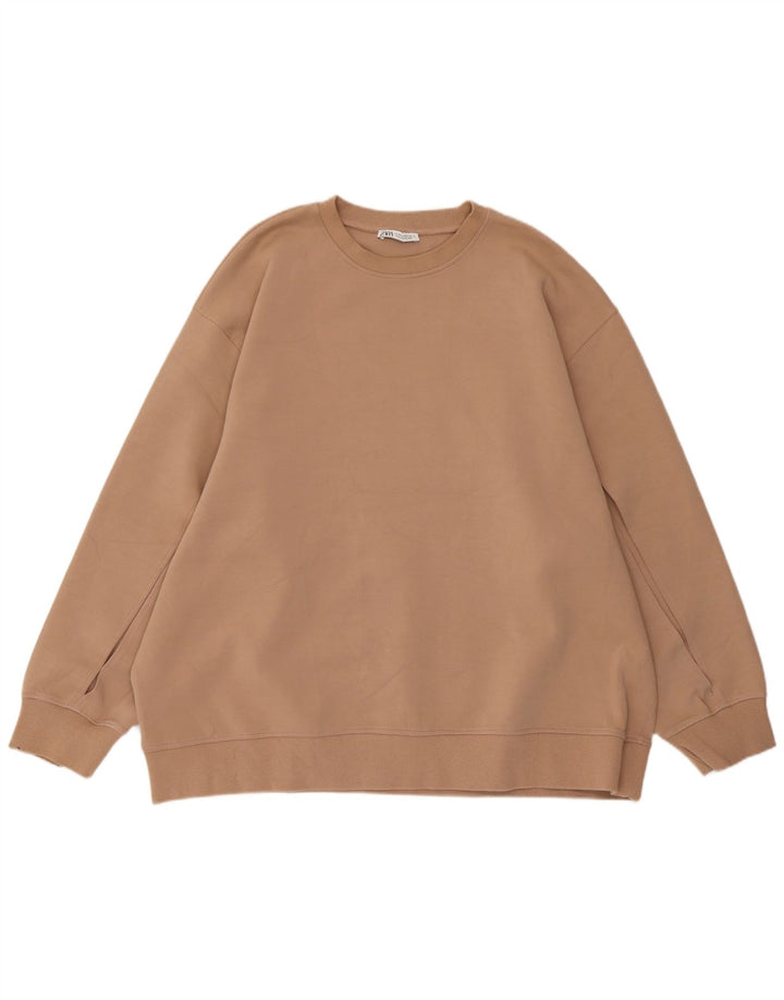 Zara Mujer Sudadera Oversize Jersey UK 44 Algodón Beige Medio