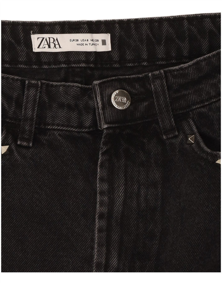 ZARA Pantalones cortos de mezclilla desgastados para mujer EU 38 Small W28 Negro