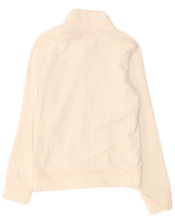 Puma Mujer Gráfico Chándal Top Chaqueta Reino Unido 8 Pequeño Algodón Blanco