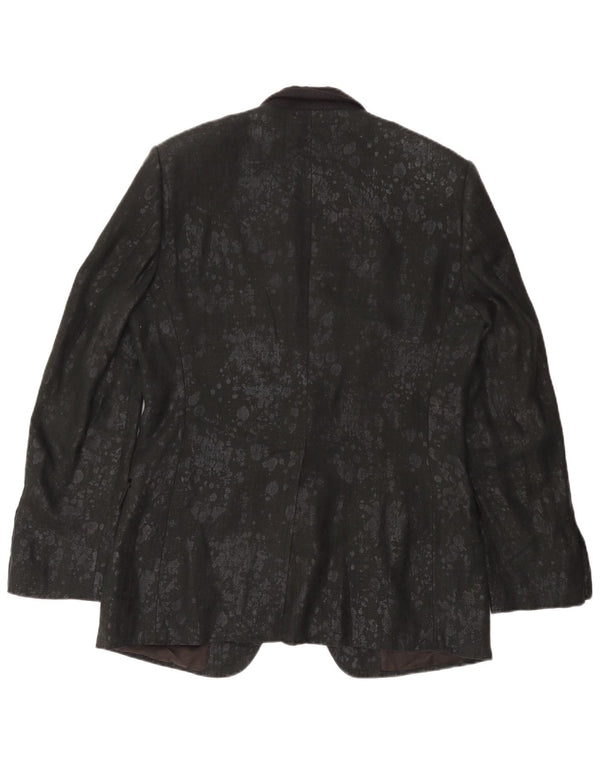 Dolce & Gabbana Mens 1 Button Blazer Jacket IT 52 XL Grey Tie Dye Linen