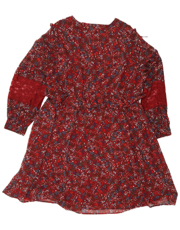 Joe Browns Vestido escalonado de manga larga para mujer UK 20 2XL Borgoña Floral