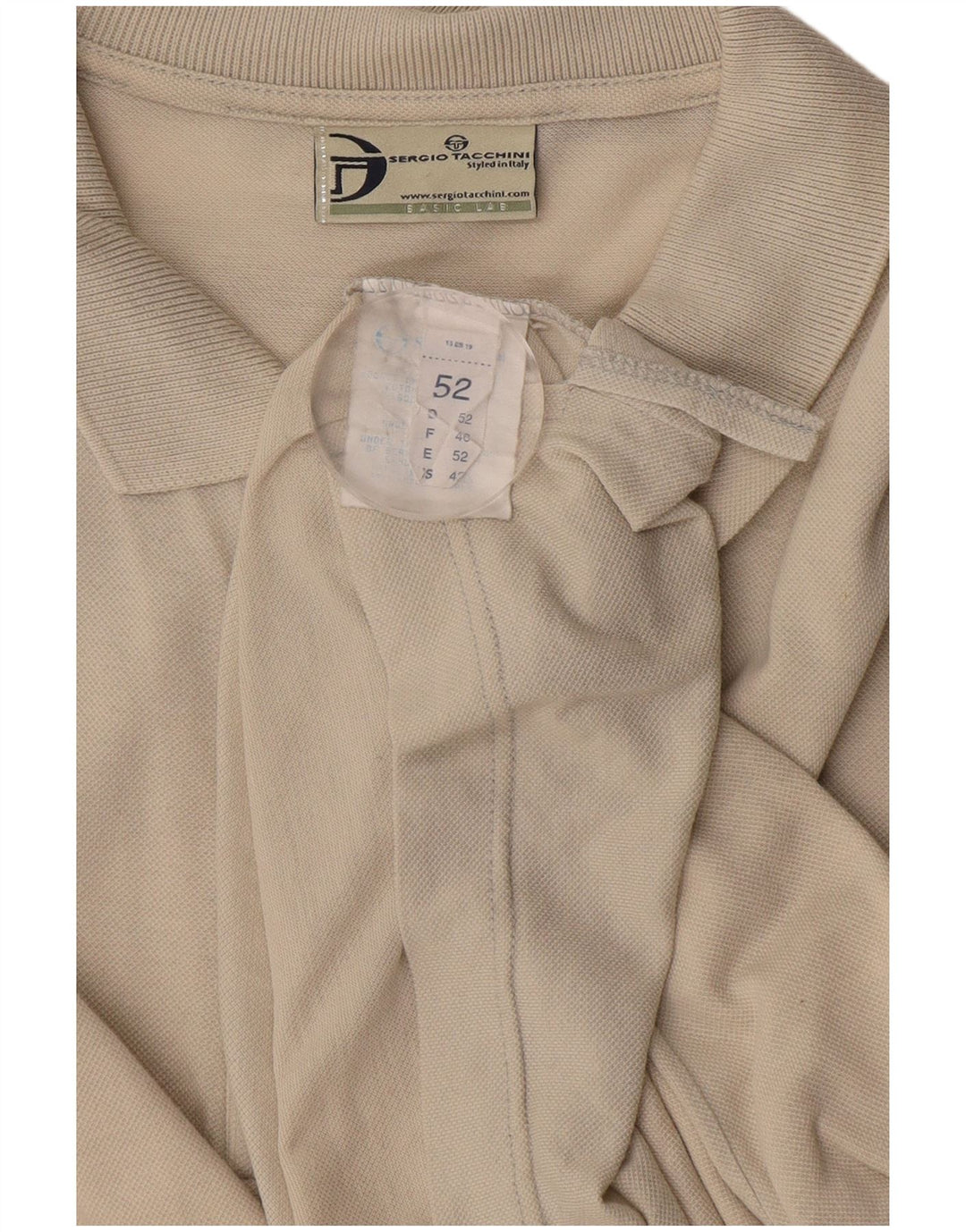 SERGIO TACCHINI Polo de manga larga para hombre IT 52 Large Algodón blanco roto