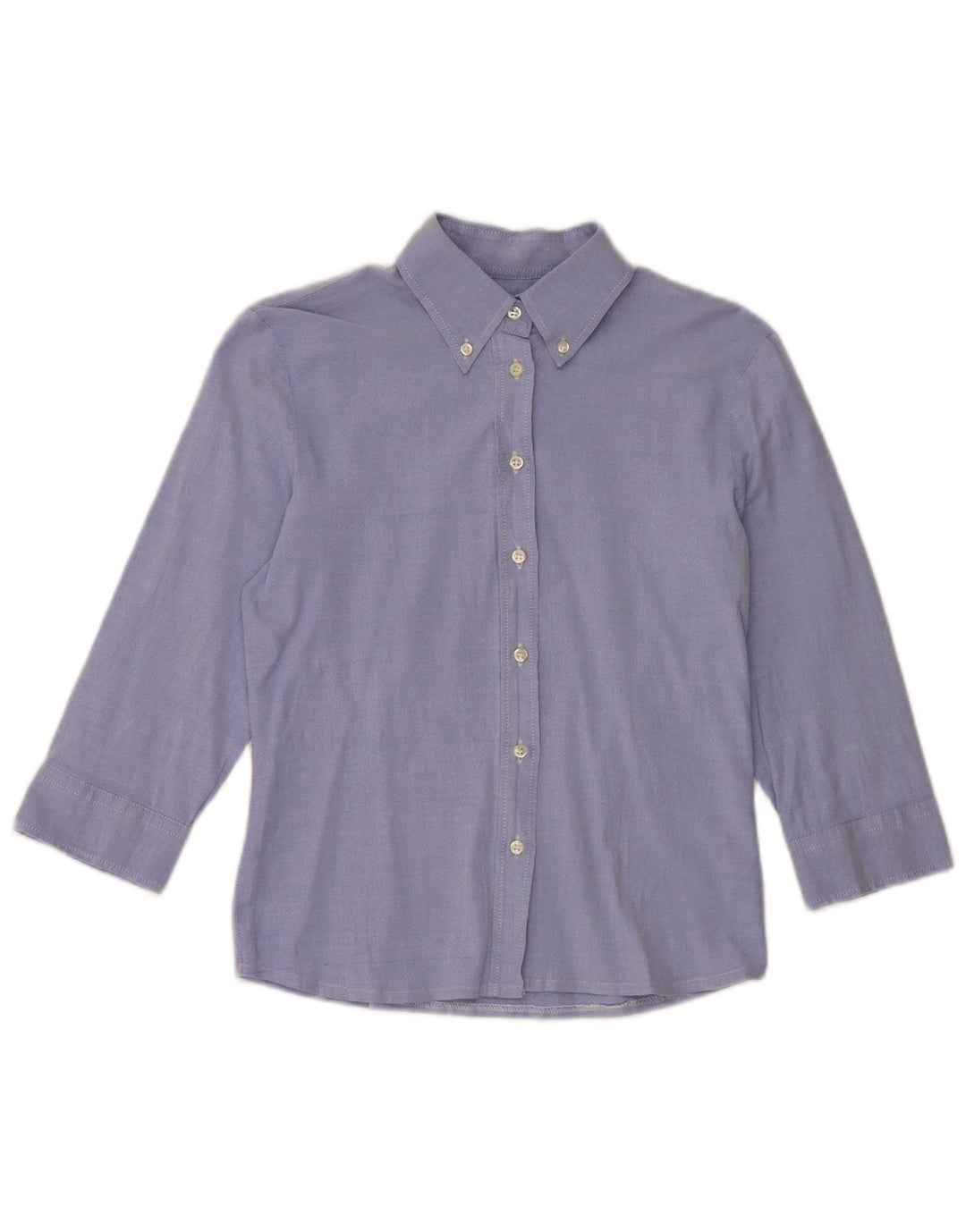 Benetton Camisa De Manga 3/4 Mujer ES 40 Pequeño Algodón Azul