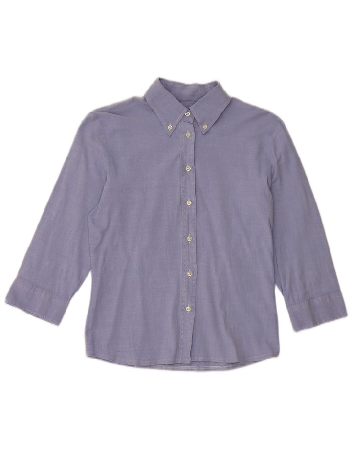 Benetton Camisa De Manga 3/4 Mujer ES 40 Pequeño Algodón Azul