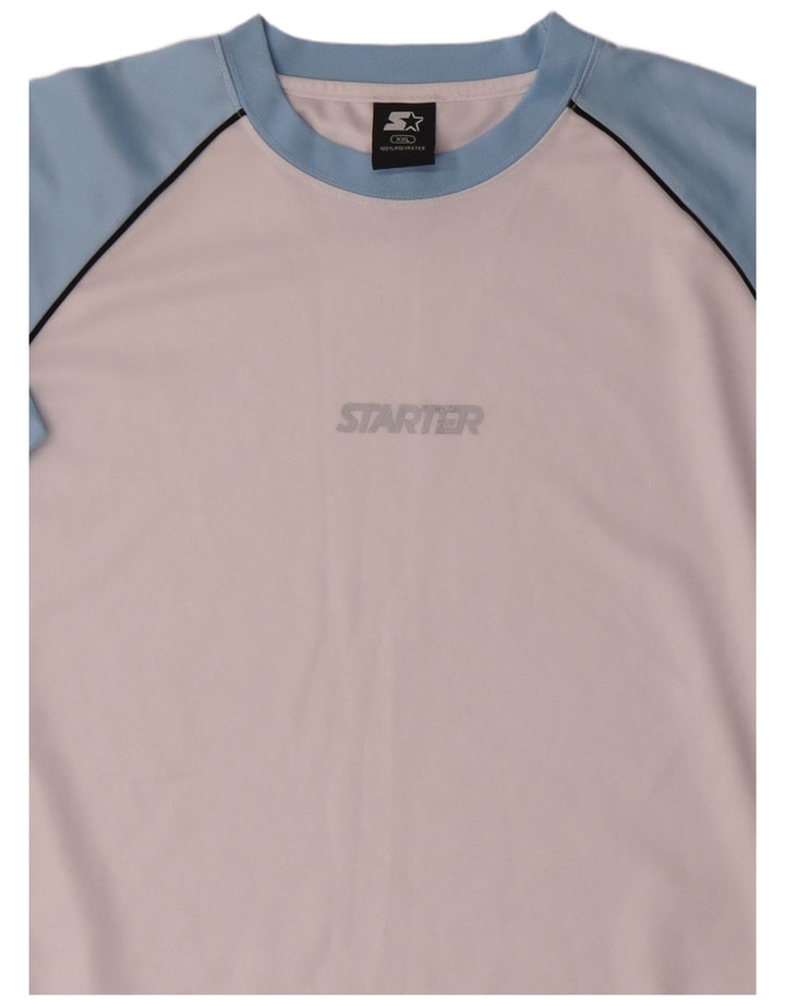 STARTER Camiseta gráfica para hombre Top 2XL Blanco Colorblock Poliéster