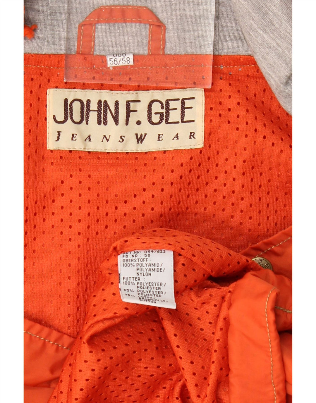 JOHN F GEE Chaqueta anorak con capucha y gráfico para hombre EU 56 3XL Poliamida naranja