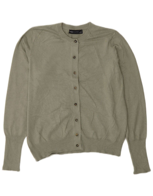 Marks & Spencer Suéter tipo cárdigan corto para mujer UK 44 Viscosa verde grande