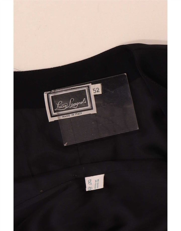 Luisa Spagnoli Chaqueta tipo blazer abierta para mujer IT 52 2XL Acetato azul marino