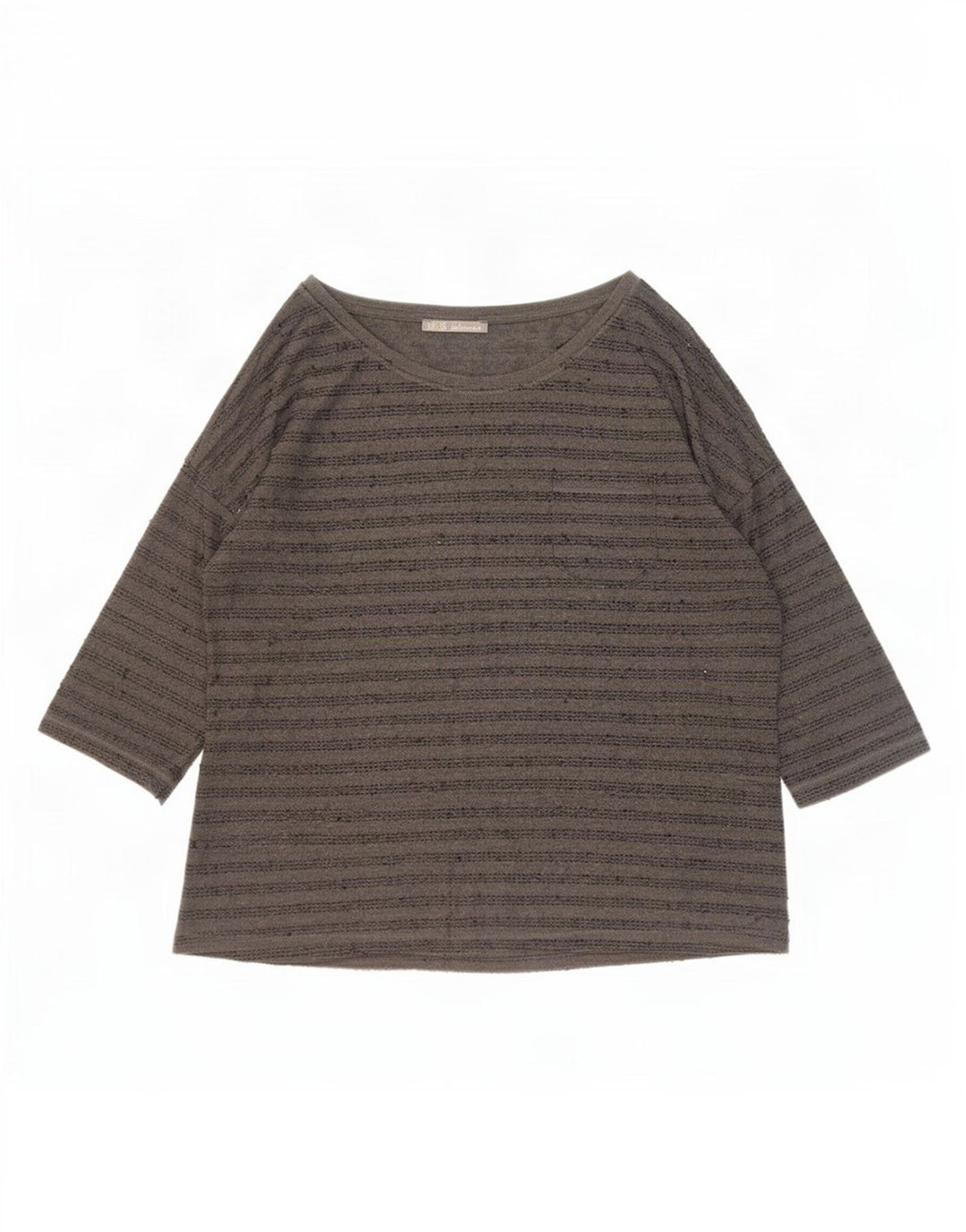 Zara Mujer Top Manga 3/4 UK 20 2XL Poliéster Rayas Gris