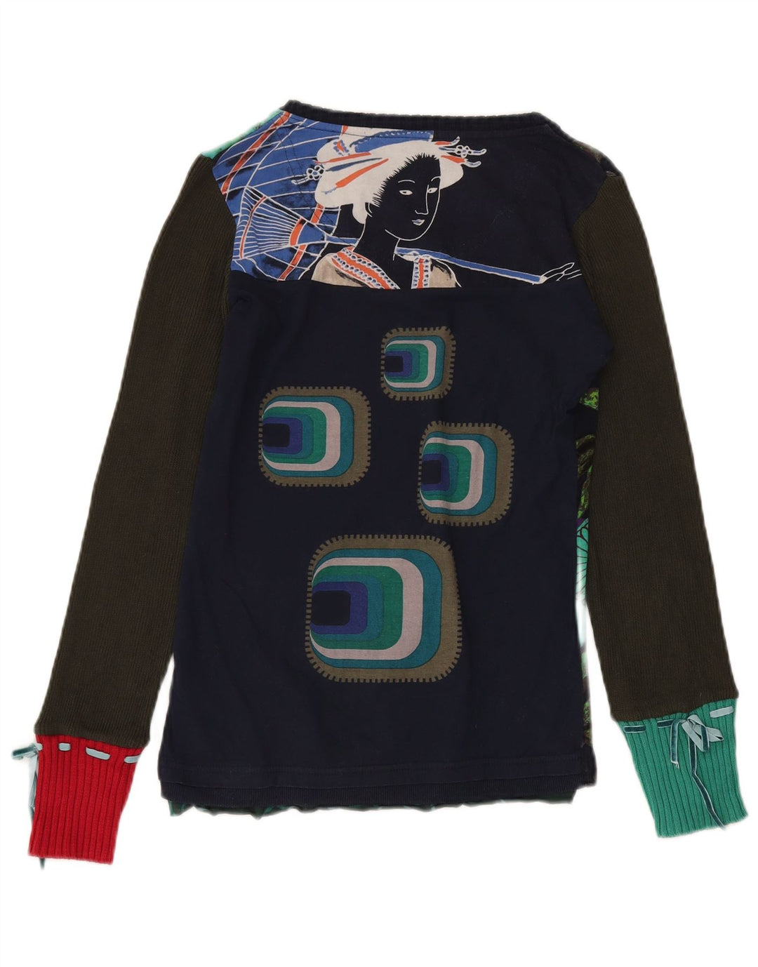 DESIGUAL Top gráfico para mujer de manga larga UK 40 Mediano Multicolor Floral