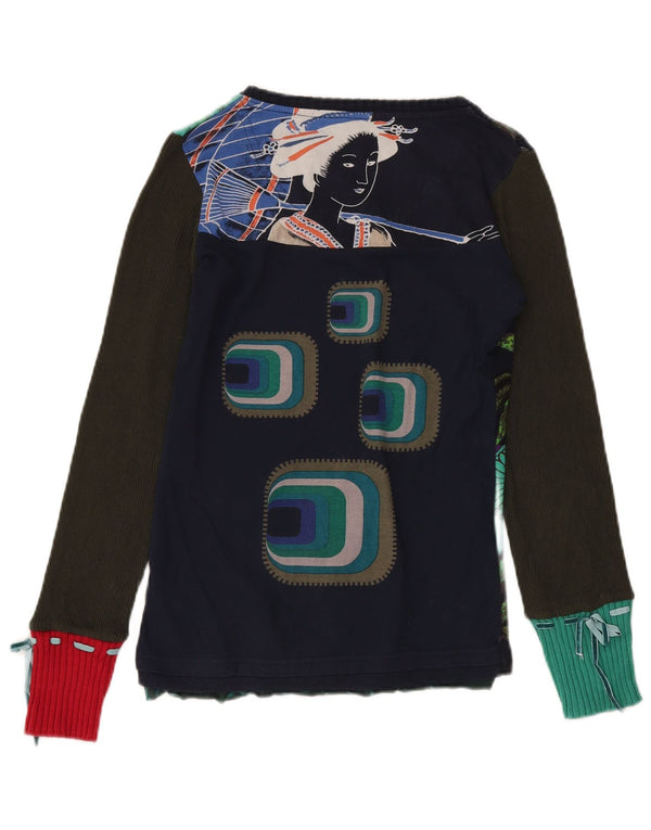 DESIGUAL Top gráfico para mujer de manga larga UK 40 Mediano Multicolor Floral