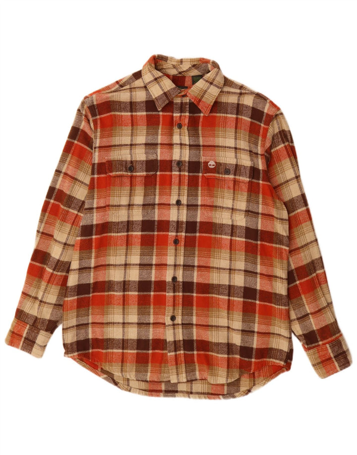 Camisa de Franela para Hombre Timberland Talla Media Beige a Cuadros Algodón