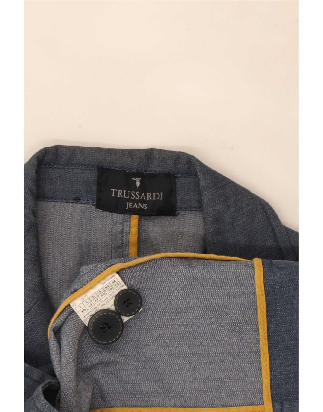 Trussardi Chaqueta tipo blazer de mezclilla con 2 botones para mujer UK 44 Grande Azul marino