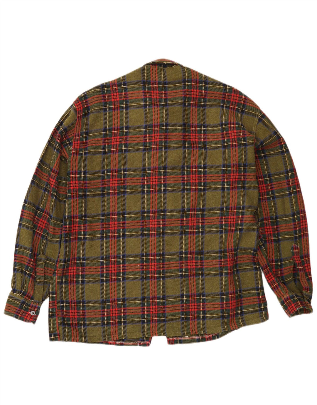 Camisa de franela vintage para hombre a cuadros caqui medio
