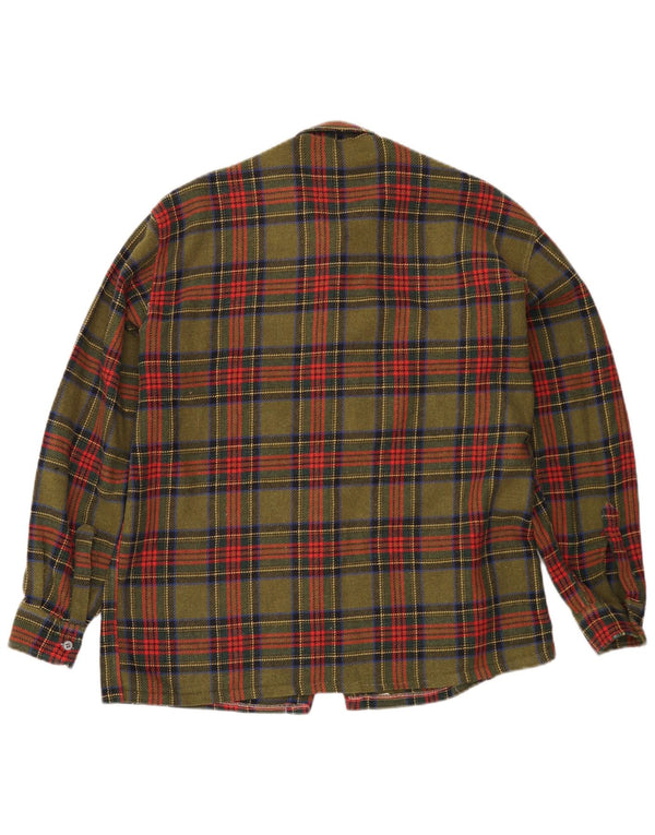 Camisa de franela vintage para hombre a cuadros caqui medio
