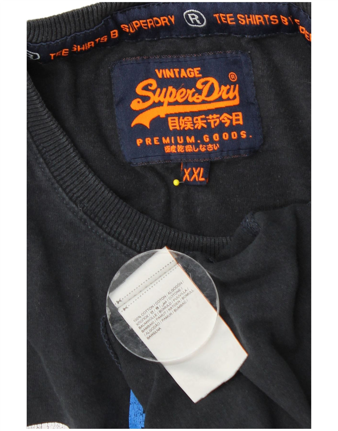 SUPERDRY Camiseta gráfica para hombre de manga larga 2XL Algodón azul marino