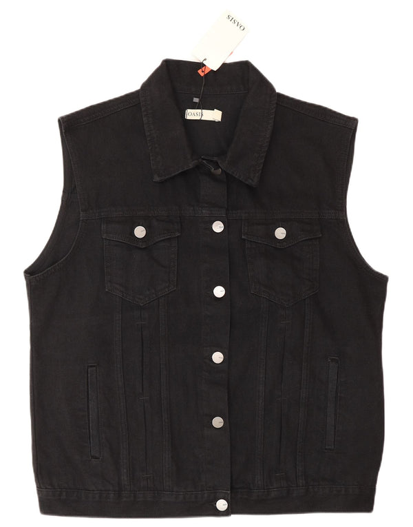 Oasis Mujer Denim Chaleco UK 46 Grande Algodón Negro