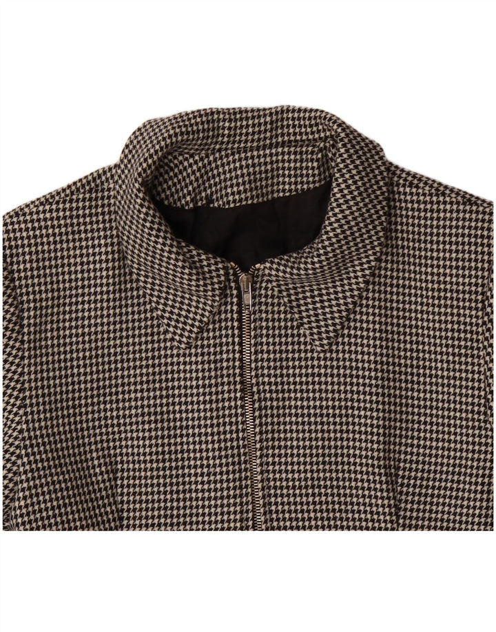 VINTAGE Chaqueta Blazer para Mujer IT 42 Lana de Pata de Gallo Negra Mediana