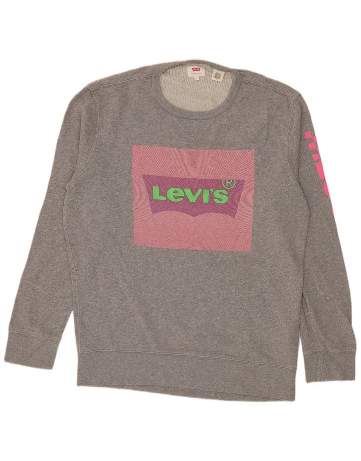 Levi's Hombre Sudadera Gráfica Jumper De Algodón Moteado Gris Medio