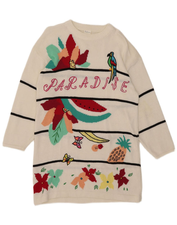 Paradise Vestido tipo jersey extragrande con estampado gráfico para mujer UK 10 Small White Stripes
