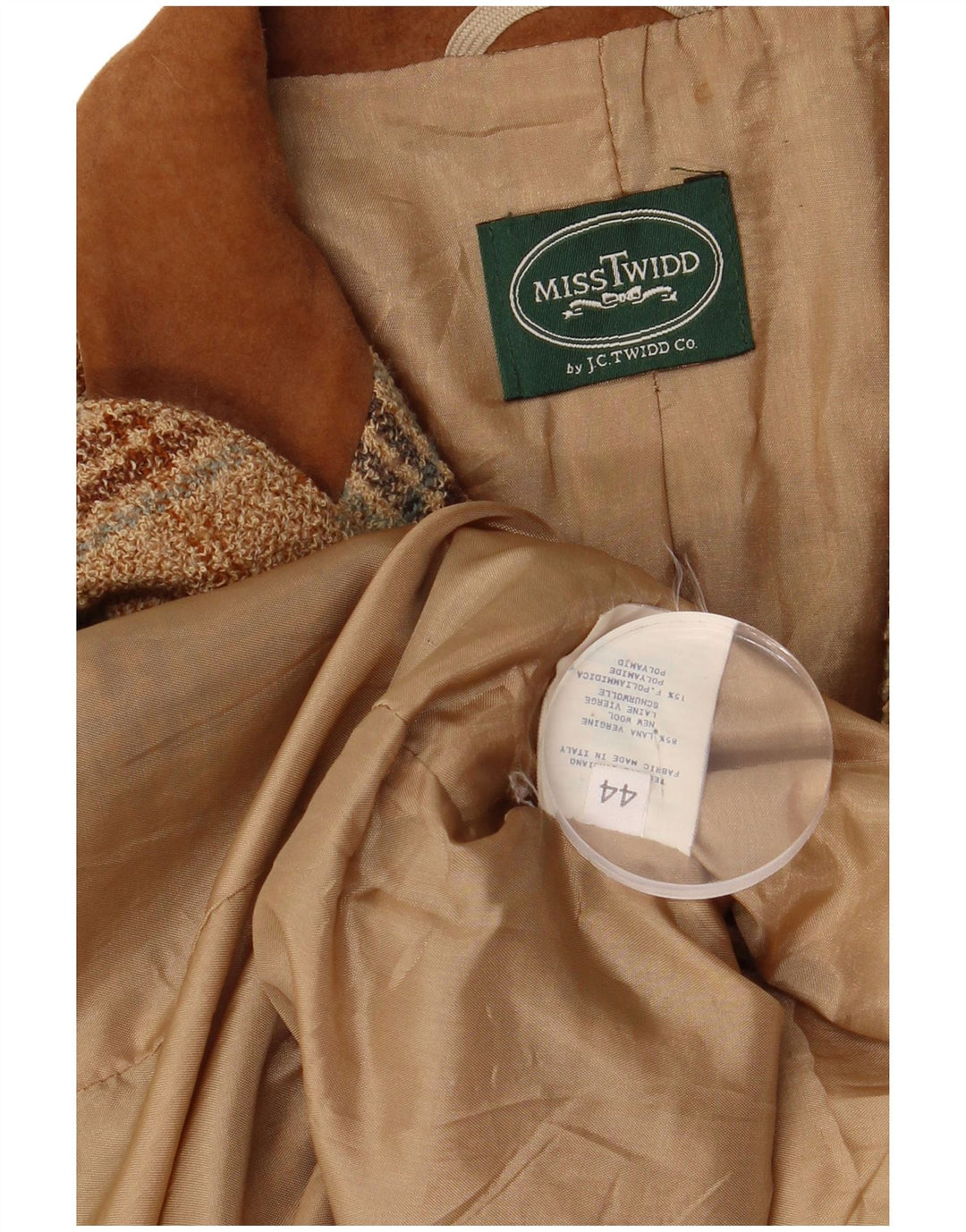 Misstwidd Chaqueta tipo blazer de 3 botones para mujer IT 44 Medium Beige Check