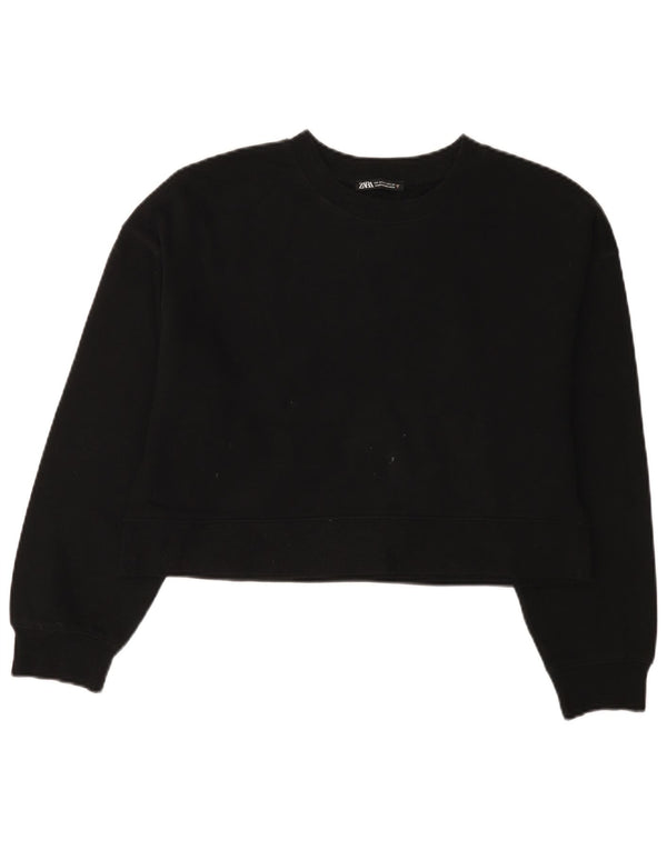 Zara Mujer Crop Oversize Sudadera Jumper UK 10 Small Negro