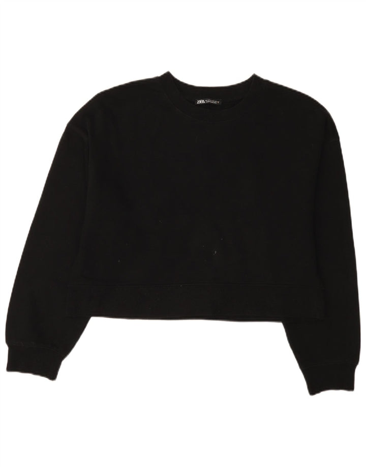 Zara Mujer Crop Oversize Sudadera Jumper UK 10 Small Negro