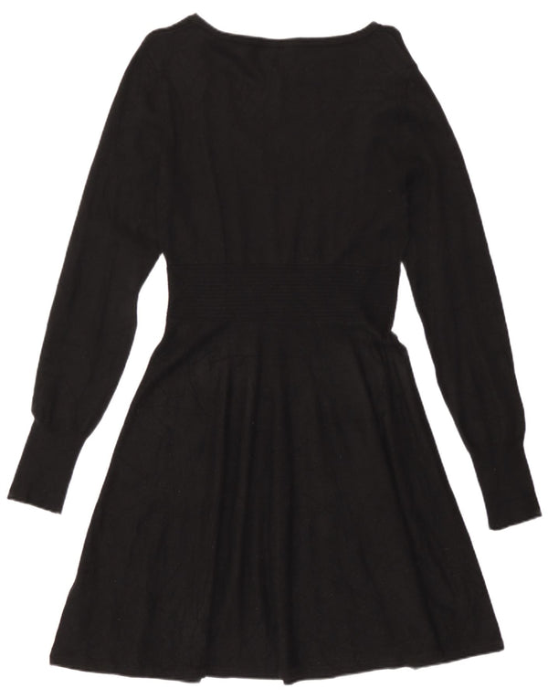 Oasis Vestido acampanado de manga larga para mujer UK 42 Viscosa negra mediana
