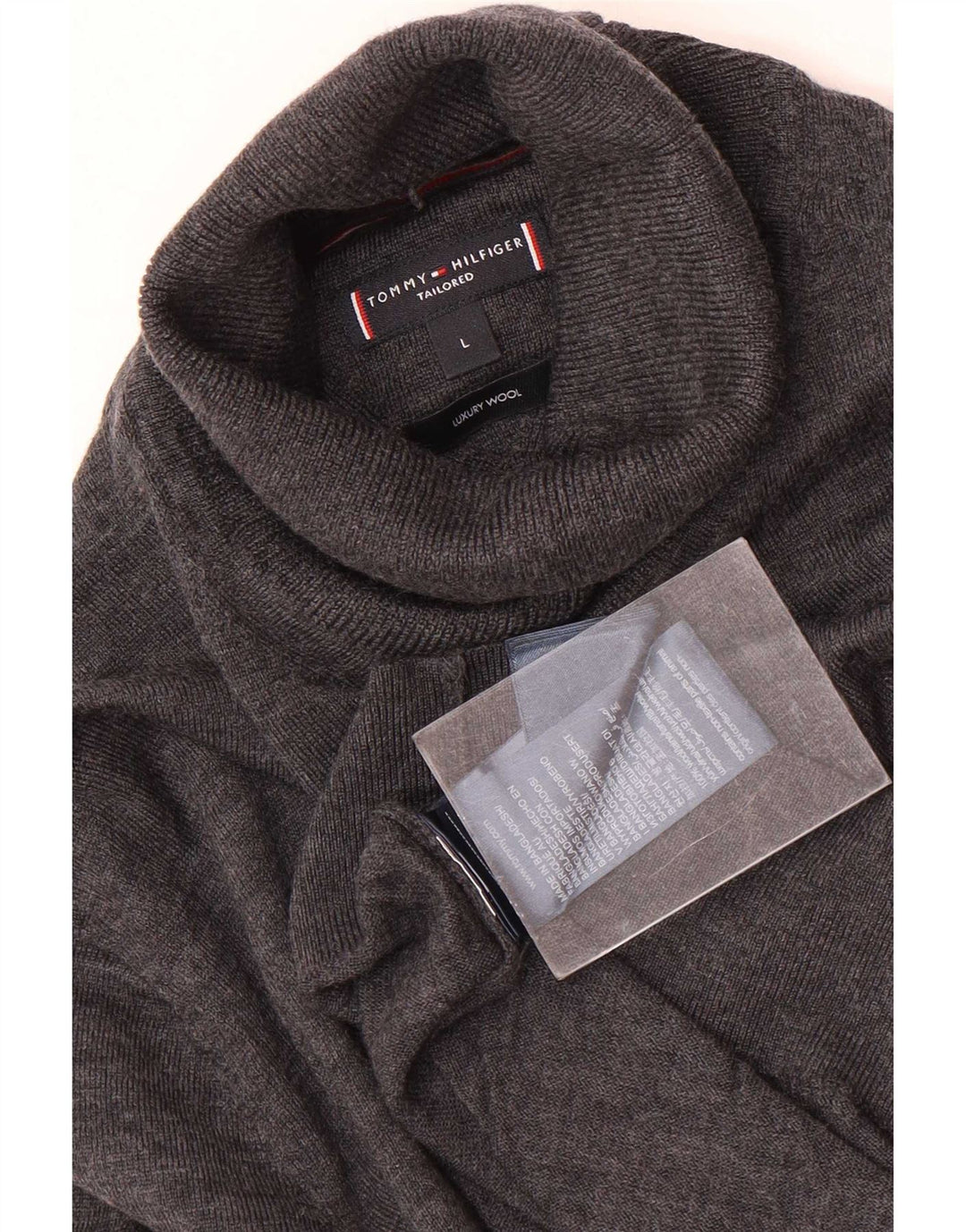 Tommy Hilfiger Jersey con cuello vuelto para hombre de lana gris grande