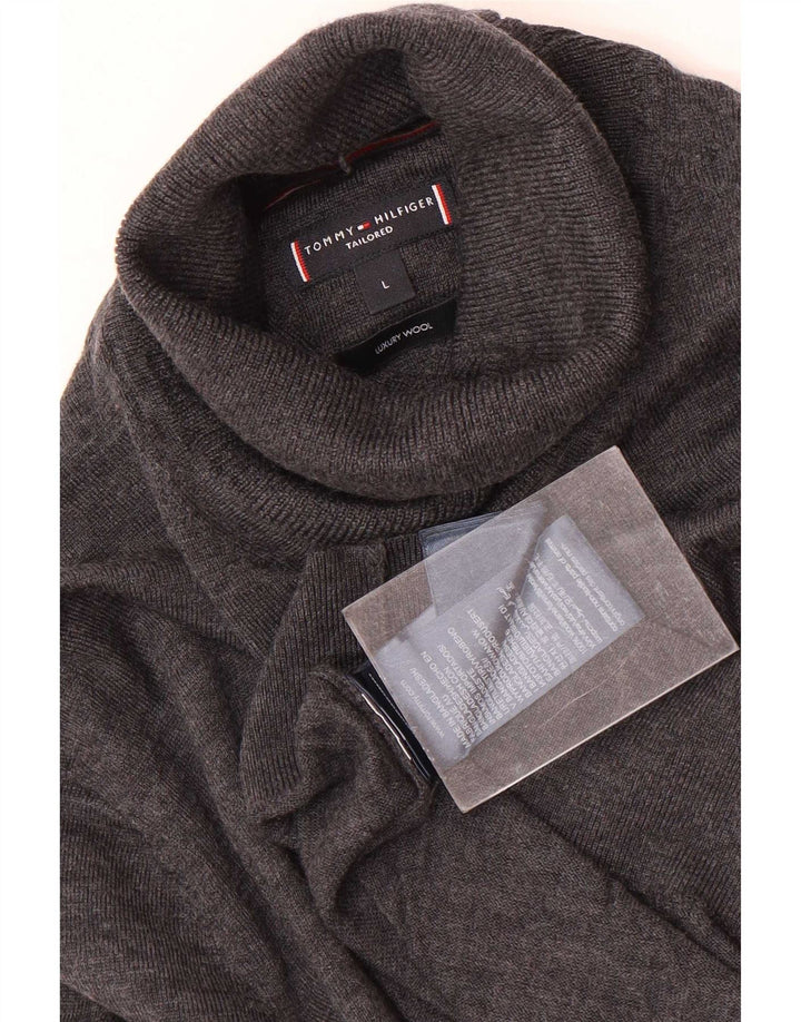 Tommy Hilfiger Jersey con cuello vuelto para hombre de lana gris grande